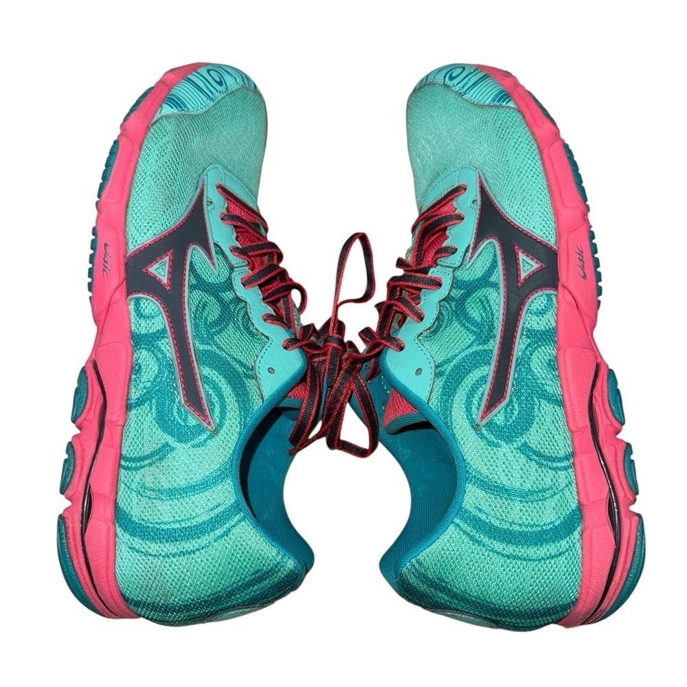 Mizuno Wave Hitogami 2 Womens 10.5 Pre-Owned Running Shoes Teal Pink J1GB158008